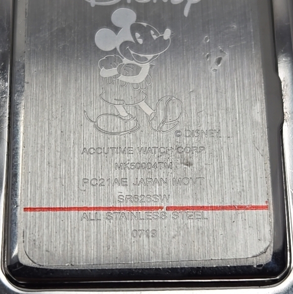 Disney MK50004TM Mickey Mouse Watch Stainless Steel New Battery Works Great